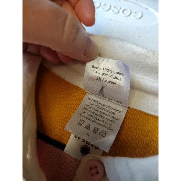 Hanna Andersson Girls Mustard Pink Striped Rugby Polo Dress Size 12 150cm - Picture 3 of 3